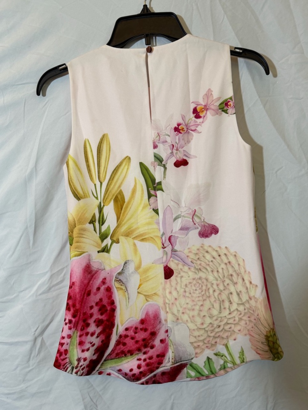 Sz 0 Ted Baker London Pink Floral Sleeveless Shell Top - Picture 2 of 4